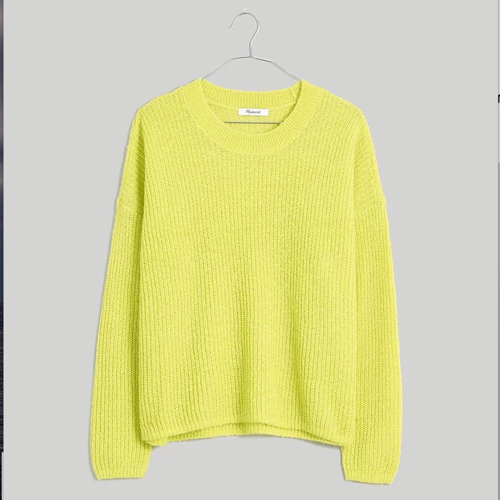 NWT Madewell Fineloft Ribbed Crewneck Sweater in Citron XS